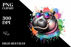 Quirky Colorful Hippo Sunglasses | Sublimation | Clipart Product Image 3