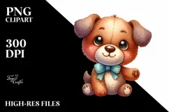 Colorful Plush Dog, Watercolor | Clipart Product Image 1
