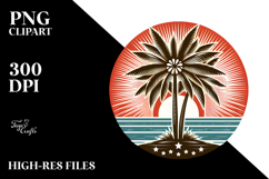 Retro Tropical Tree Sun Tshirt Vector PNG Product Image 2