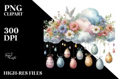 Cloud with Easter Eggs PNG Product Image 2