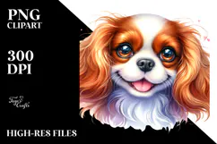 Happy Cavalier King Charles Spaniel Puppy PNG Product Image 2