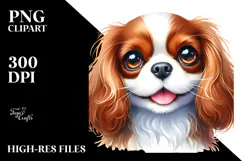 Watercolor Cute Cavalier King Charles Spaniel PNG Product Image 2