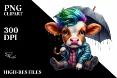 Cute Baby Cow Sitting PNG Product Image 3