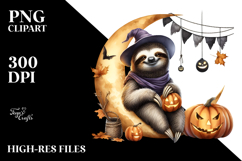 Halloween Sloth on Moon PNG Product Image 2