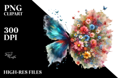 Colorful Butterfly and Flower Painting PNG Product Image 2