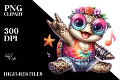 Baby Turtle with Rocker Look, Energetic PNG Product Image 2