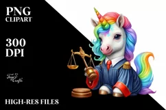 Baby Unicorn with Judge Robe, PNG Product Image 3