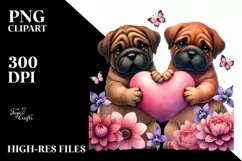 Cute Bullmastiff Holding Heart PNG Product Image 2