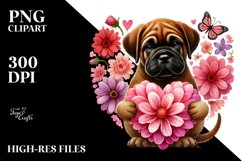 Cute Bullmastiff Holding Heart PNG Product Image 2