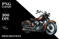 Vintage Motorcycle with USA Flag, Watercolor Product Image 2