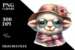Funny Cute Lamb Wearing Scarf Watercolor Product Image 1