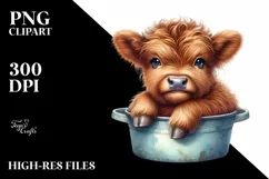 Smiling Baby Highland Cow in Recipient | Flower Basket Product Image 3