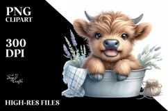 Smiling Baby Highland Cow in Recipient | Flower Touch Product Image 3