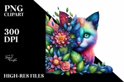 Abstract Vibrant Watercolor Kitten PNG Product Image 1