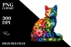 Abstract Vibrant Watercolor Kitten PNG Product Image 3