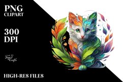 Abstract Vibrant Watercolor Kitten PNG Product Image 3