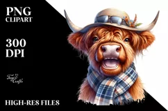 Cow Whimsical Highland Cow Portrait | Sublimation | Clipart Product Image 1