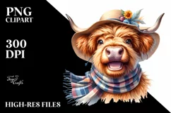 Cow Whimsical Highland Cow Portrait | Sublimation | Clipart Product Image 1