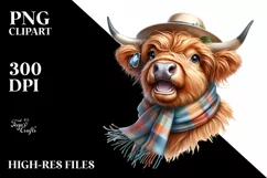 Cow Whimsical Highland Cow Portrait | Sublimation | Clipart Product Image 1