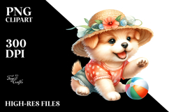 Happy Baby Puppy Ready for Beach, Vibrant PNG Product Image 2