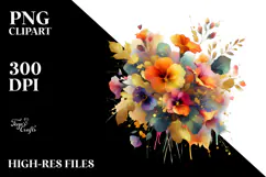 Colorful Bouquet Gold Foil Clipart Product Image 2