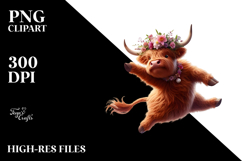 Excited Dancing Highland Cow, PNG Product Image 2
