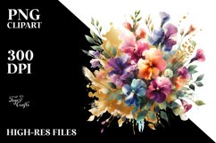 Vibrant Sweet Pea Splash Bouquet | Gold Foil Clipart Product Image 3