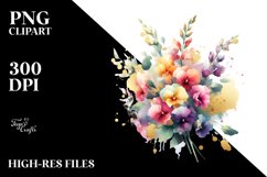 Vibrant Sweet Pea Splash Bouquet | Gold Foil Clipart Product Image 1