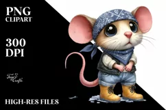 Watercolor Mouse Bandana Rain Boots Clipart Product Image 3