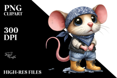 Watercolor Mouse Bandana Rain Boots Clipart Product Image 2