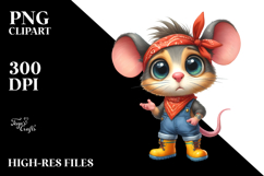 Watercolor Mouse Bandana Rain Boots Clipart Product Image 2