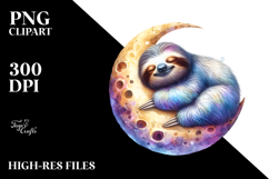 Watercolor Sloth Sleeping Moon Product Image 2