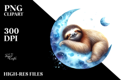 Vibrant Moon Koala Sloth Watercolor Clipart Product Image 2