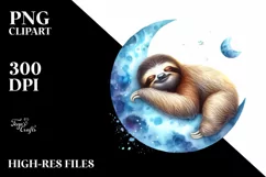 Vibrant Moon Koala Sloth Watercolor Clipart Product Image 3