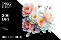 Abstract Glossy Peonies Art, Transparent PNG Product Image 3