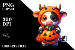 Cute Baby Cow Halloween Clipart Product Image 3