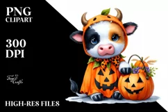Cute Baby Cow Halloween Clipart Product Image 1