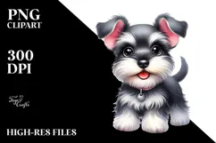 Happy Miniature Schnauzer Puppy PNG Product Image 2