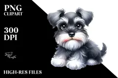 Happy Miniature Schnauzer Puppy PNG Product Image 2