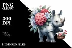Whimsical Baby Rhino with Flower Basket | Rhododendron Product Image 3