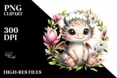 Colorful Baby Smiling Dragon Clipart Product Image 3