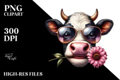 Cow with Funny Sunglasses PNG Product Image 2