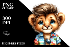 Cute Baby Lion with Cool Haircut, Beach Ready PNG Product Image 2