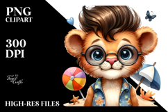 Energetic Lion Dressed for the Beach PNG Product Image 2