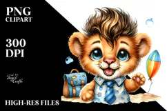 Energetic Lion Dressed for the Beach PNG Product Image 2