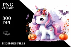 Cute Halloween Unicorn Scenery Clipart Product Image 1