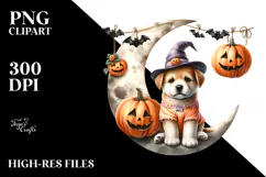Puppy Dressed for Halloween, Cute PNG Product Image 2