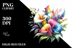 Vibrant Colorful Calla Lily Bouquet | Clipart Product Image 1