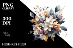 Colorful Jasmine Splash Bouquet | Gold Foil Clipart Product Image 1