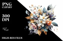 Colorful Jasmine Splash Bouquet | Gold Foil Clipart Product Image 1